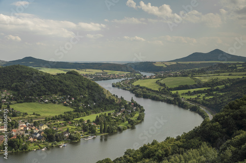 Ceske Stredohori mountains and valley of river photo