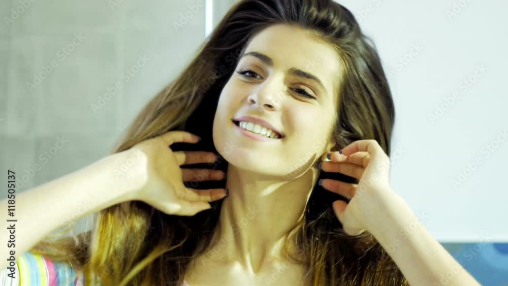 Gorgeous lady moving long hair for commercial shampoo Gorgeous lady moving long hair for commercial shampoo