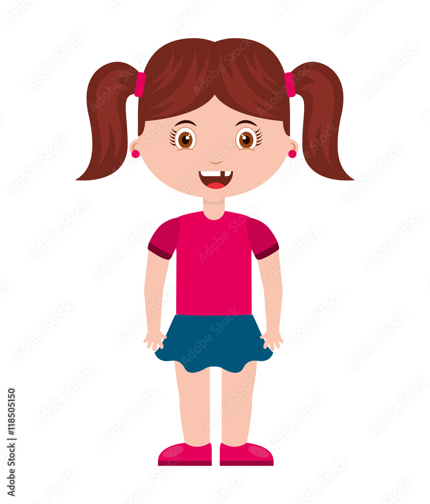 cute little girl isolated icon vector illustration design