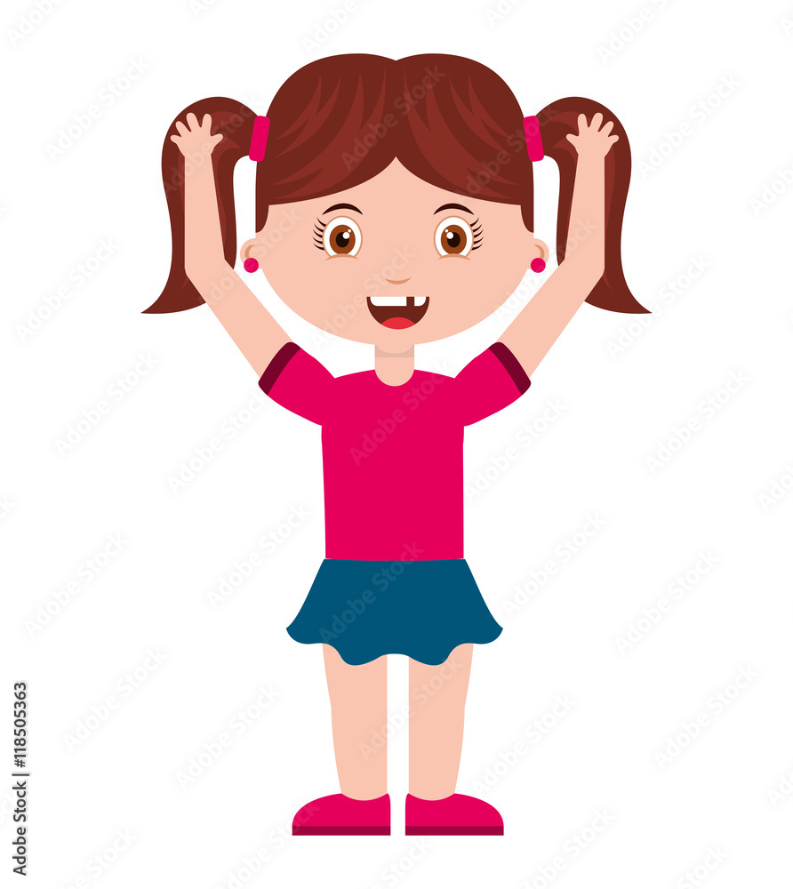cute little girl isolated icon cute little girl isolated icon