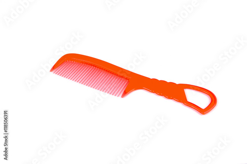 Red hair comb isolated on white background