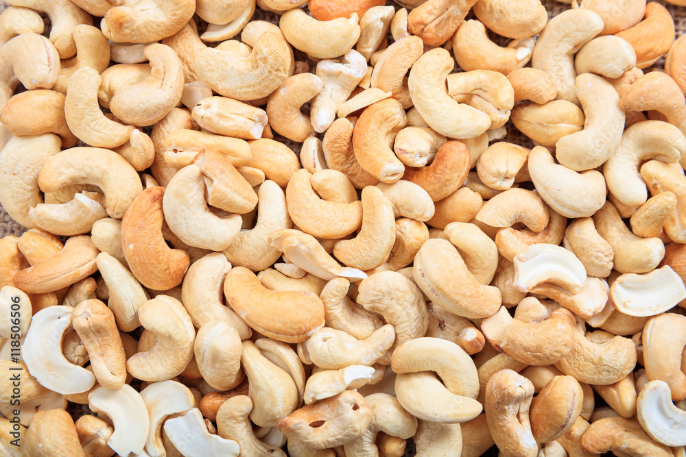 Roasted cashews as background