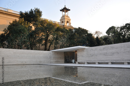 German Pavilion in Barcelona with reflecting pool