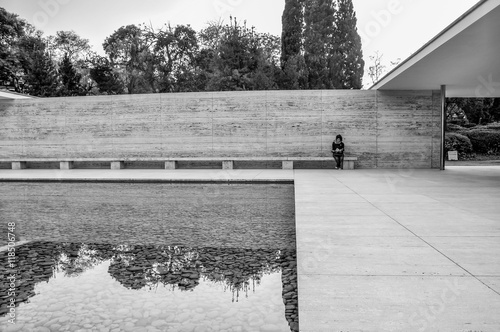 Photography Person on bench at German Pavilion in Spain