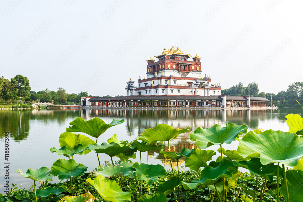 Fototapeta premium Traditional Tibetan Buddhism buildings scenery in wuxi lingshan,China