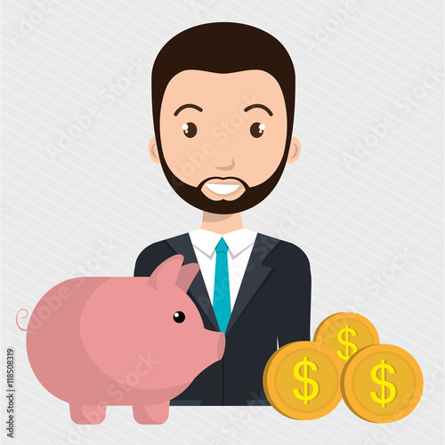 man piggy currency money vector illustration graphic