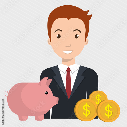 man piggy currency money vector illustration graphic