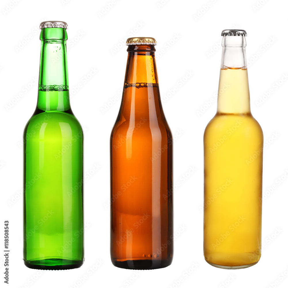 Bottles of different beer isolated on white Bottles of different beer isolated on white