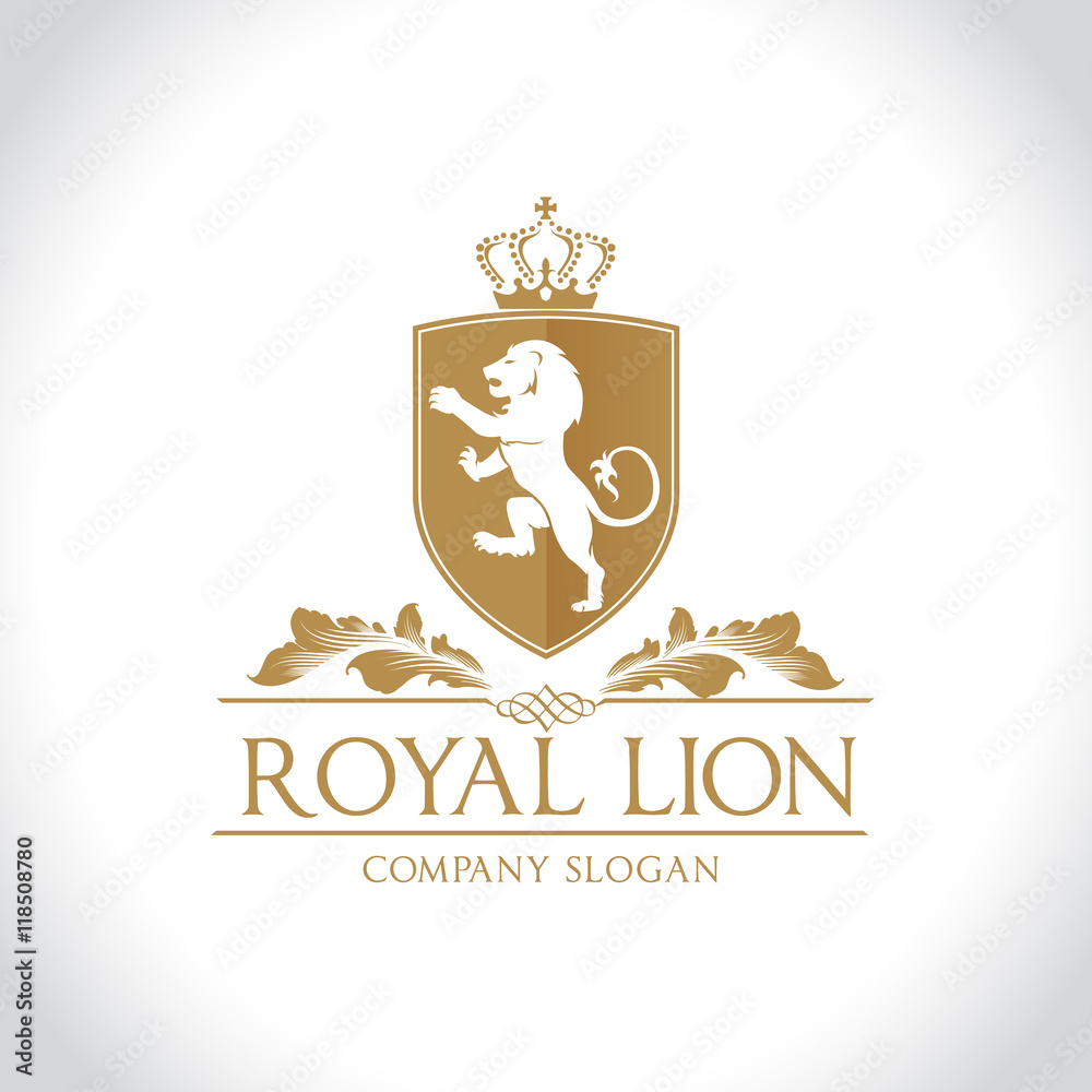 Royal Lion logo, hotel logo, luxury brand logo template. Stock Vector