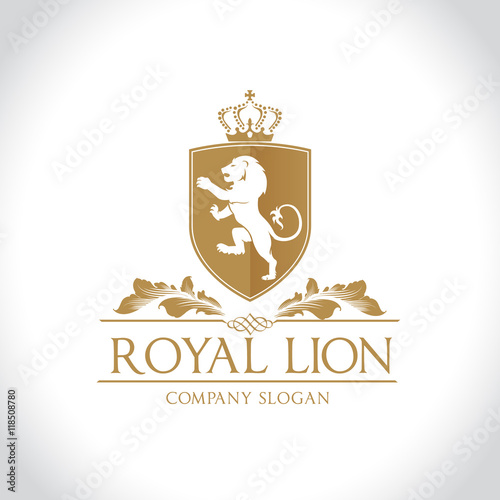 Royal Lion logo, hotel logo, luxury brand logo template.