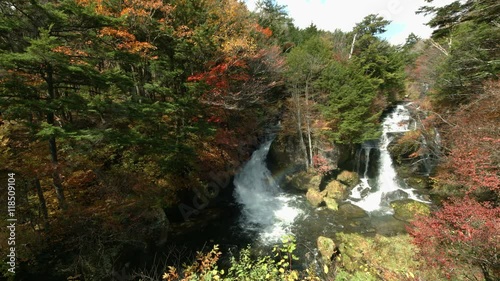 colorful waterfall Ryuzunotaki in Japan photo