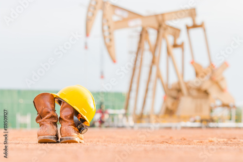 Safety shoes and Hard hat that is safety equipment in oilfield