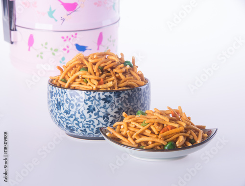 murukku or traditional indian snack on background.