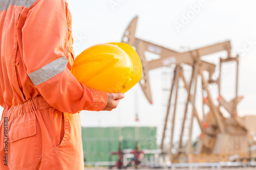 Hard hat that is safety equipment in oilfield photo