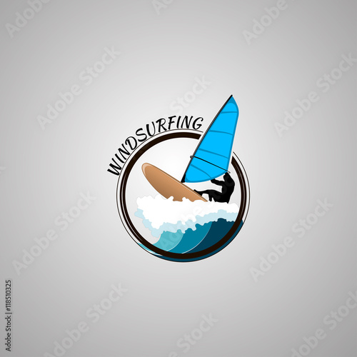 windsurfing logo vector illustration