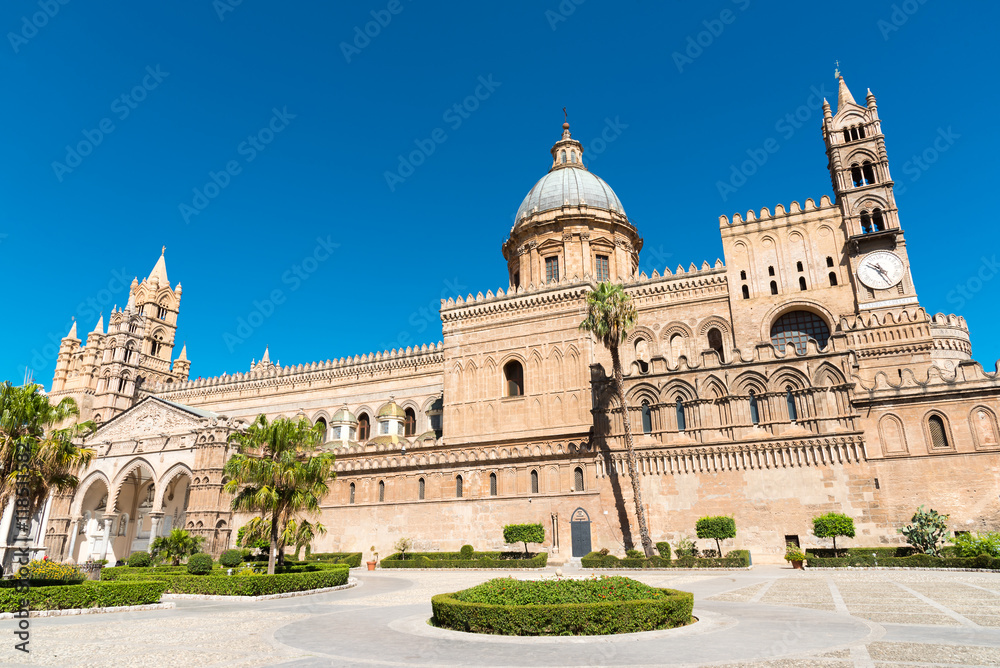 The beautiful cathedral of Palermo, Sicily, on a sunny day