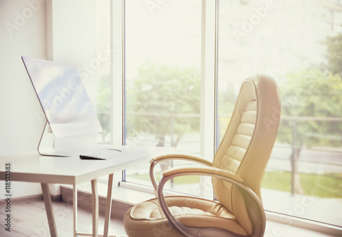 Stylish workplace in office