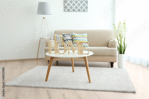 Modern room interior home decor and flowers