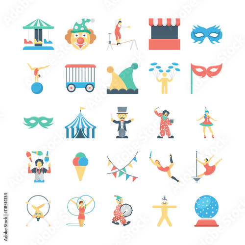 Circus Colored Vector Icons 4