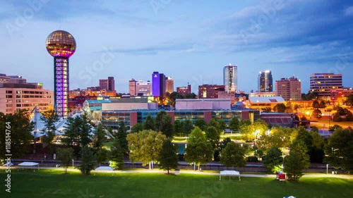 Knoxville, Tennessee City Skyline Day to Night Time Lapse photo