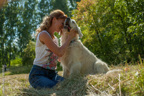 Woman and dog together