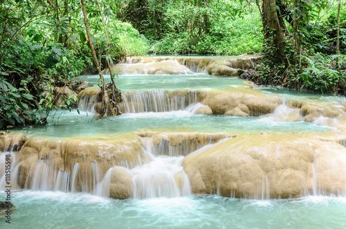 Sri Sang wan waterfall a beautiful limestone waterfall in Chiang Mai,Thailand © kedsirin