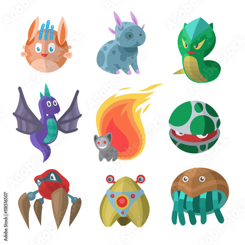 Fantasy monsters vector set