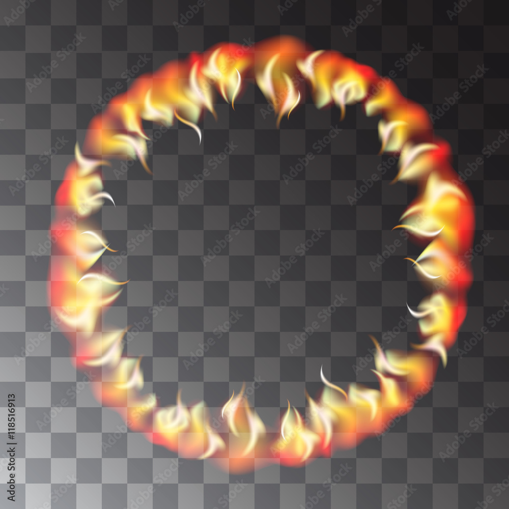 Vector illustration of fire flame. Circular frame. Ring of fire Stock ...