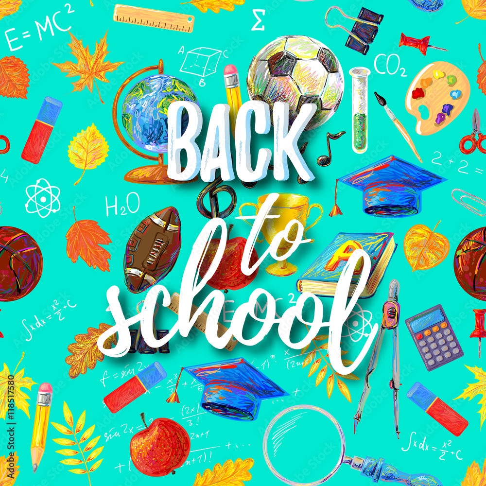 Hand drawn vector school objects. Back to school illustration. Perfect for your design