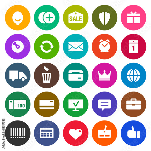 Icons for online shops v.1. White and color.