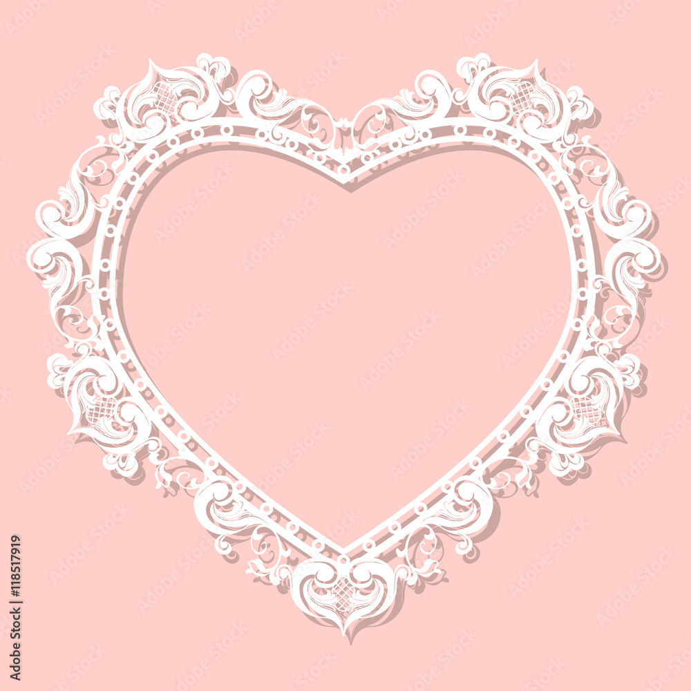 frame heart-shaped paper for picture or photo