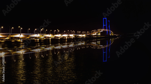 The Suramadu Bridge at Twilight,Surabaya,Indonesia.Is the longes