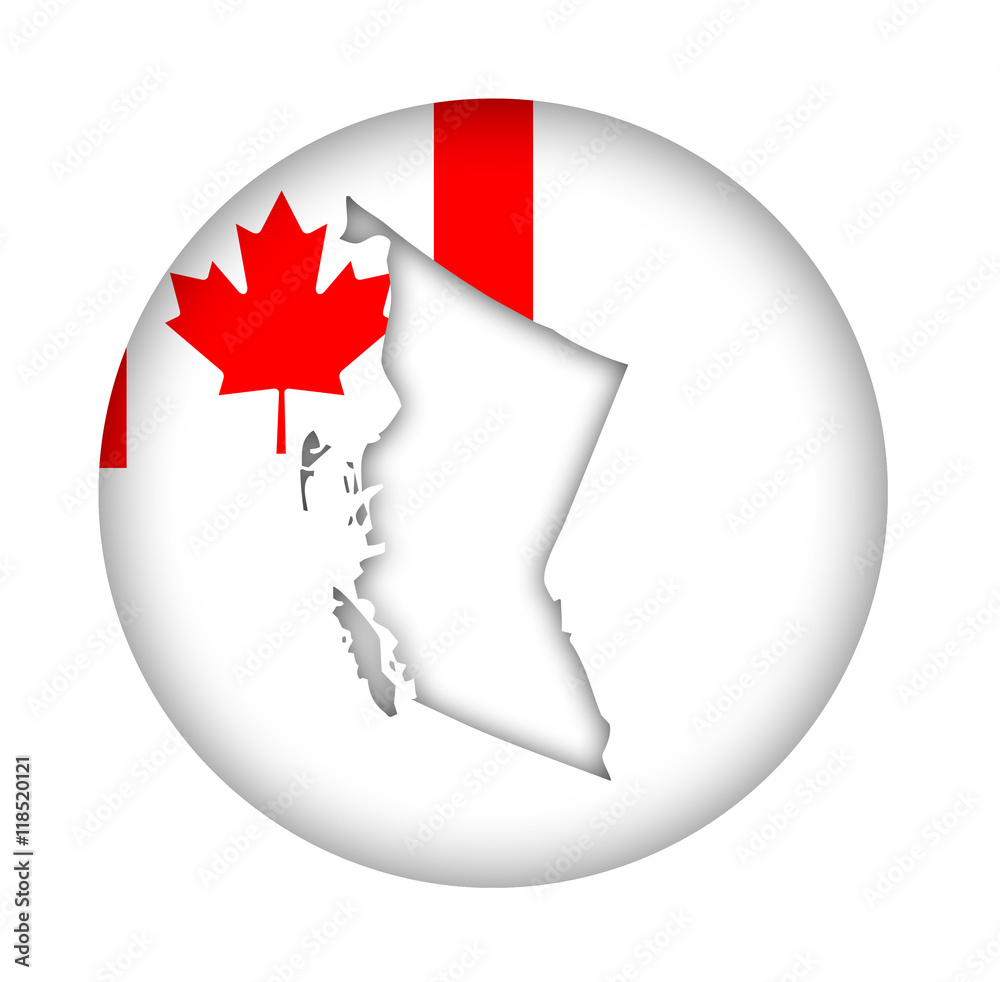 Canada British Columbia map flag button Canada British Columbia map flag button