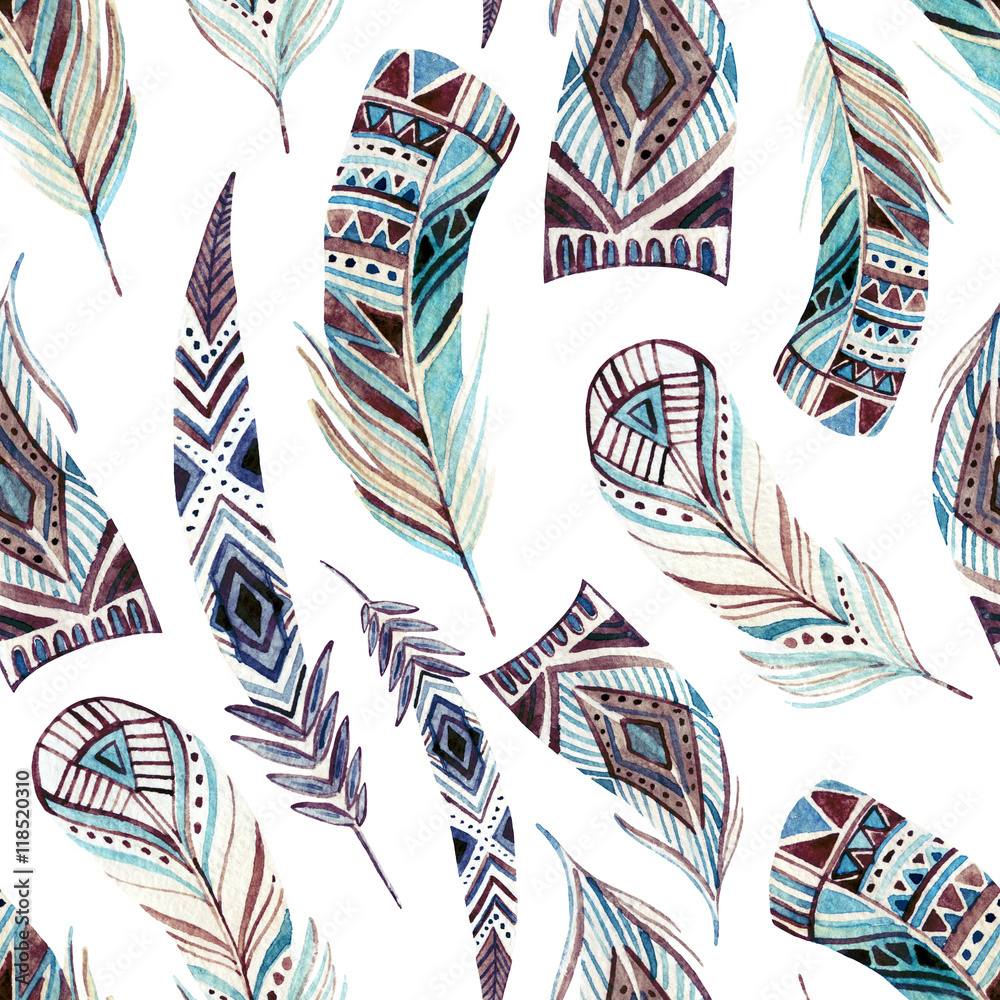 Tapeta Akwarela zdobiona plemienna
