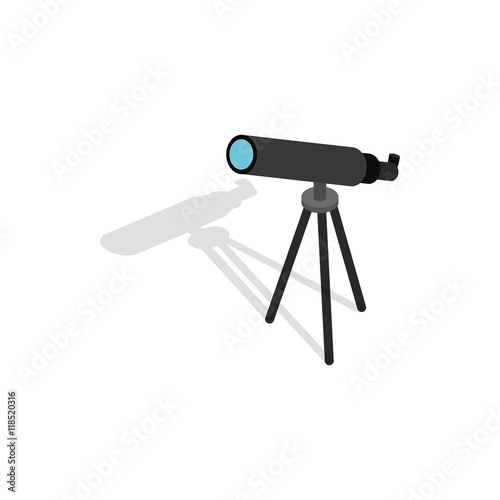 Telescope icon in isometric 3d style on a white background