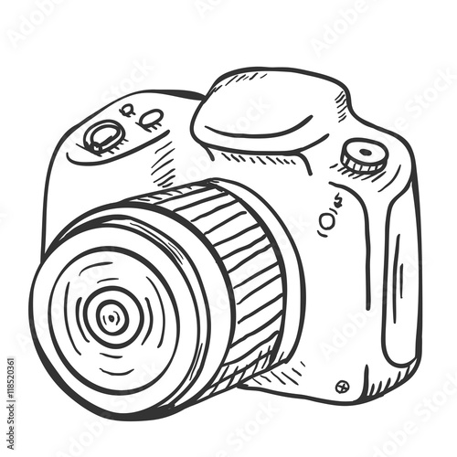 Vector Sketch Reflex Camera with Lens
