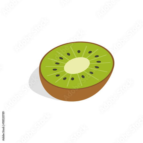 Half of kiwi fruit icon in isometric 3d style on a white background