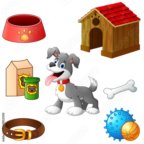 Supplies for dog cartoon