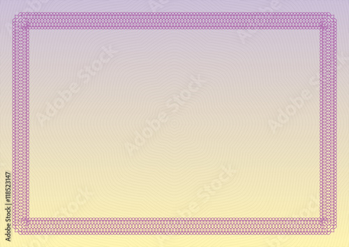 Certificate, diploma or voucher template with ornamental border. Vector illustration.