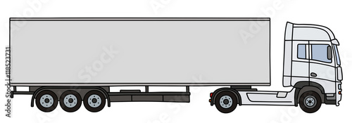 Hand drawing of a white long semitrailer