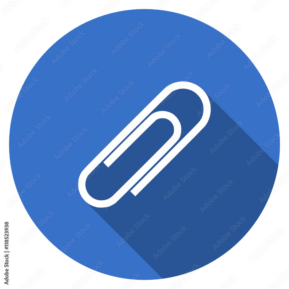 Flat design blue web paperclip vector icon Flat design blue web paperclip vector icon