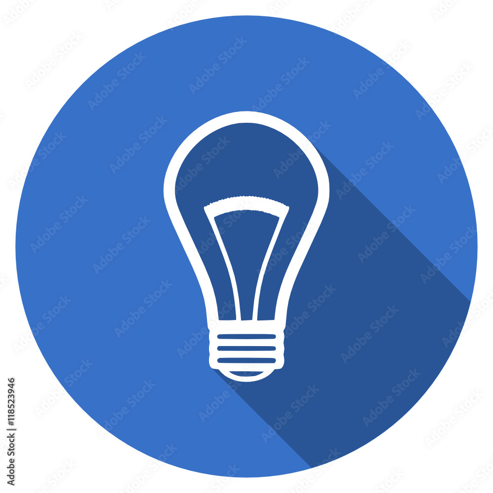 Flat design blue bulb web vector icon Flat design blue bulb web vector icon
