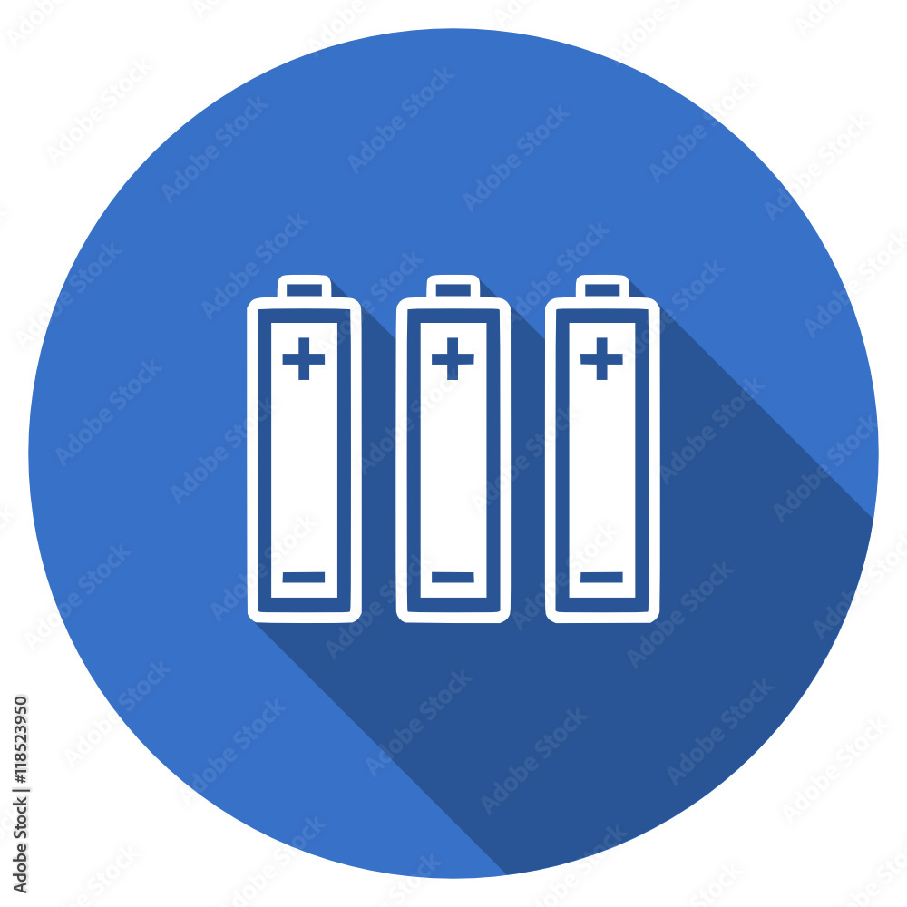 Flat design blue web battery vector icon Flat design blue web battery vector icon
