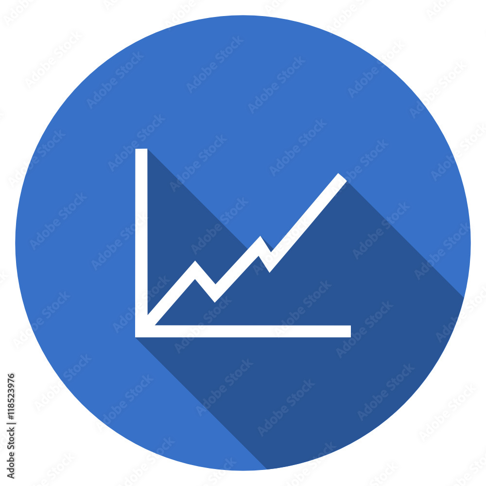 Flat design blue round web chart vector icon Flat design blue round web chart vector icon