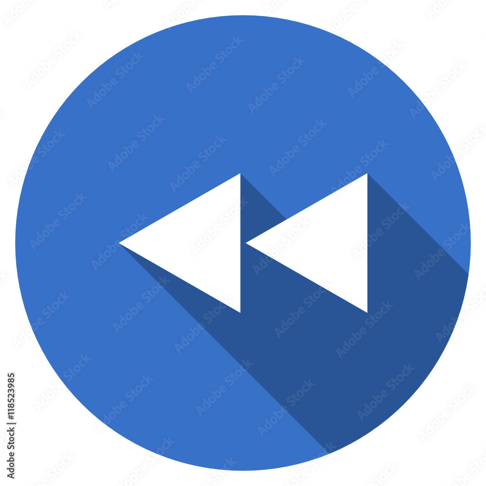 Flat design blue round web backward vector icon Flat design blue round web backward vector icon