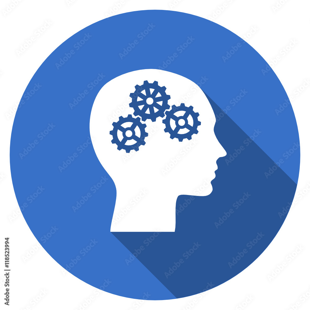 Flat design blue round web head vector icon Flat design blue round web head vector icon