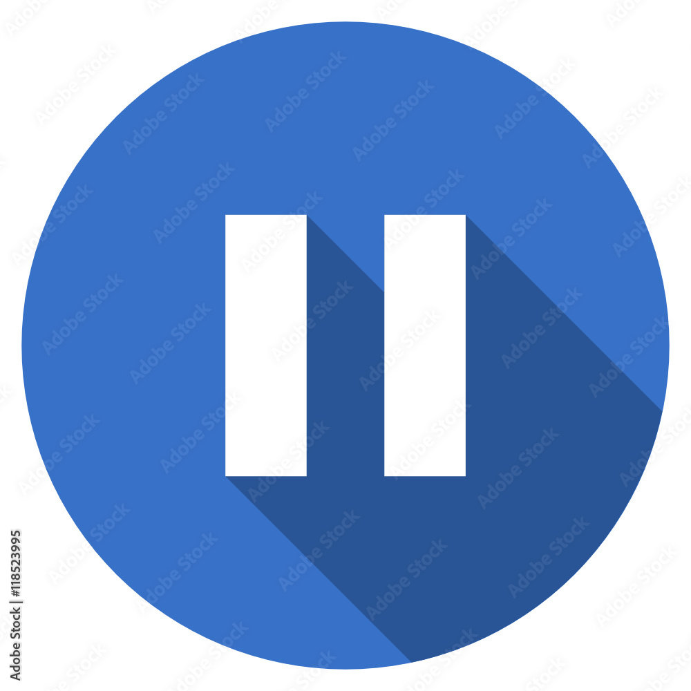 Flat design blue round web pause vector icon Flat design blue round web pause vector icon