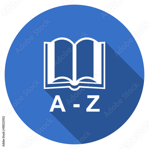 Flat design blue web dictionary vector icon