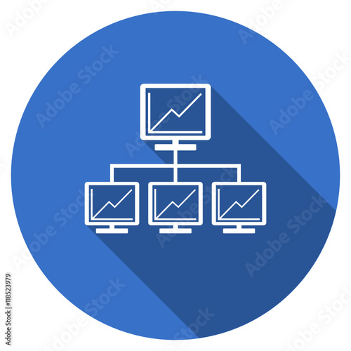 Flat design blue round web communication vector icon