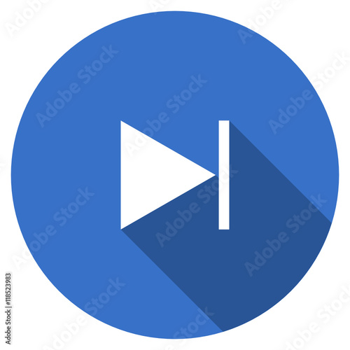 Flat design blue round web forward  vector icon